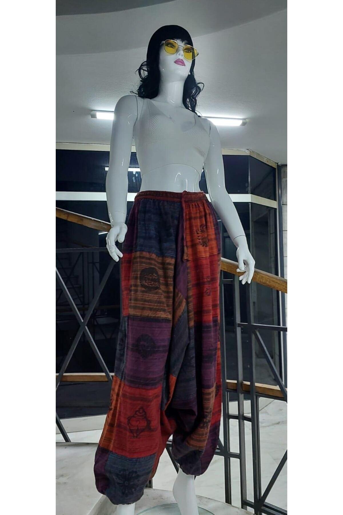 Unisex Harem Colorful Patchwork Stone-Washed Authentic Indian Pants - Bohem Stil
