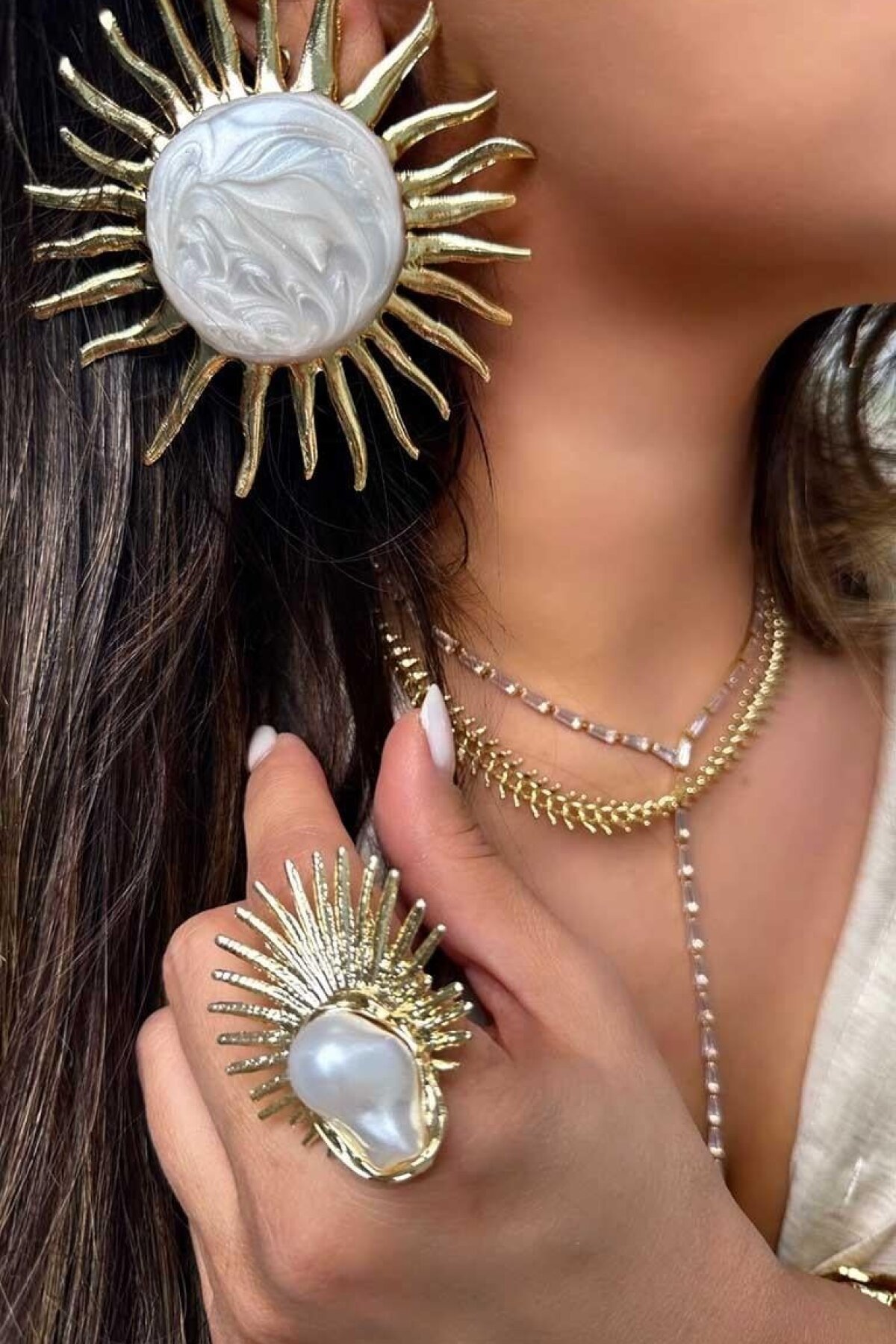 Gold Sedef Işıltısı Küpe - Byp Atelier