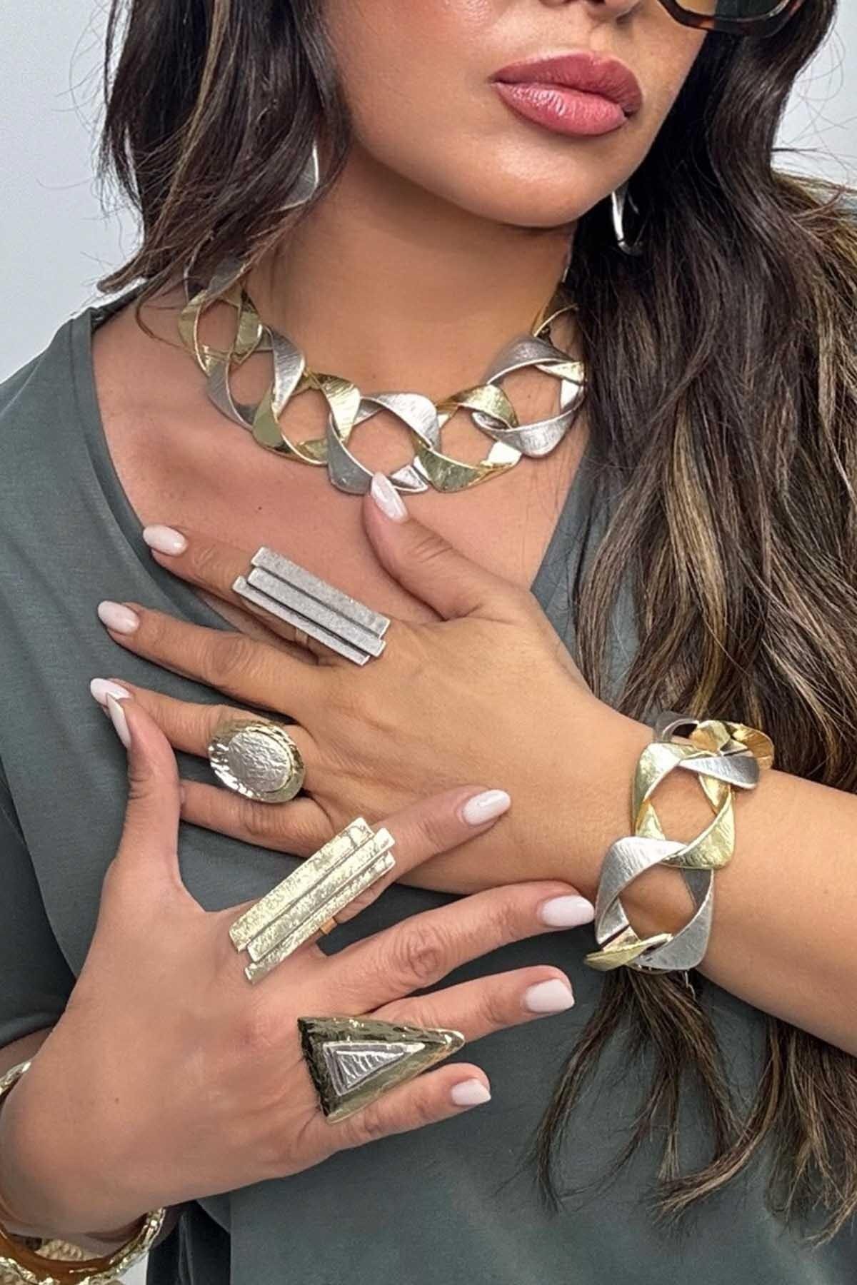 سوار ملفوف فضي ذهبي - Byp Atelier