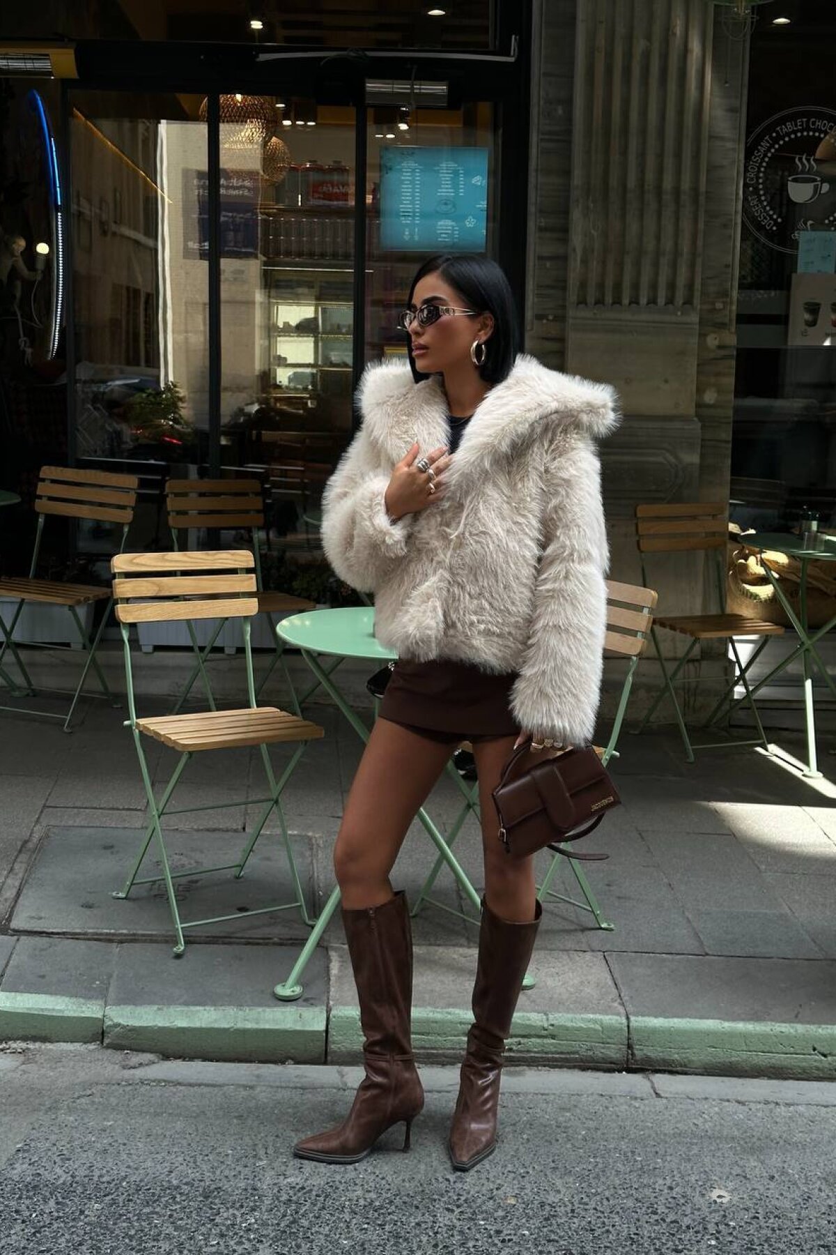 Premium Fur Jacket - Beige - Luvita Co