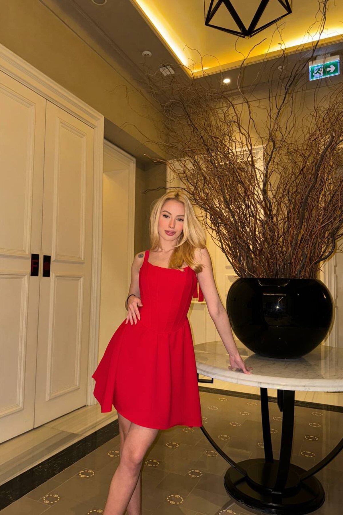 Kırmızı Mini Cesika Tasarım Elbise - Luvita Co