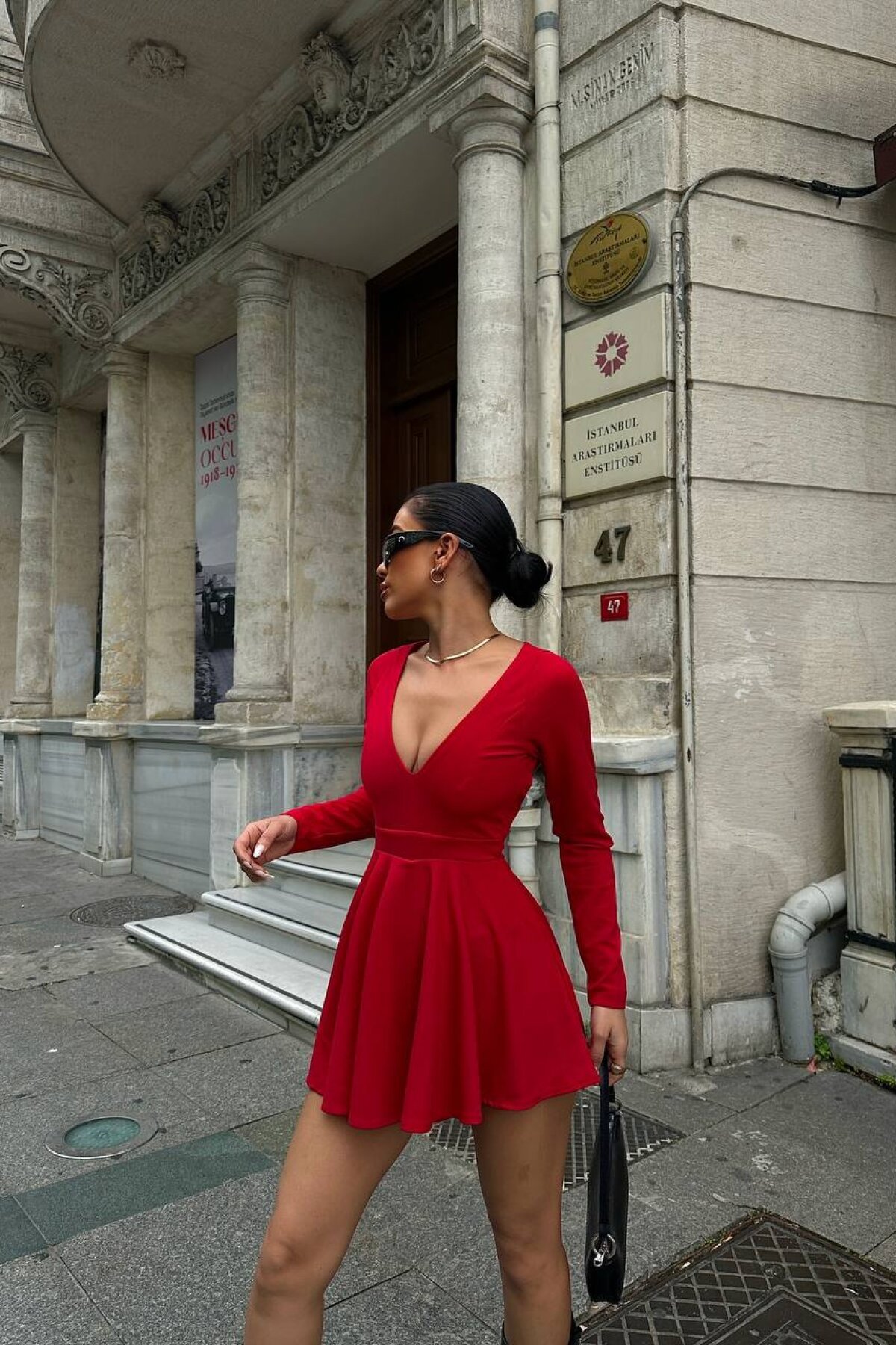 Kırmızı Mini Şortlu Volanlı Elbise - Luvita Co