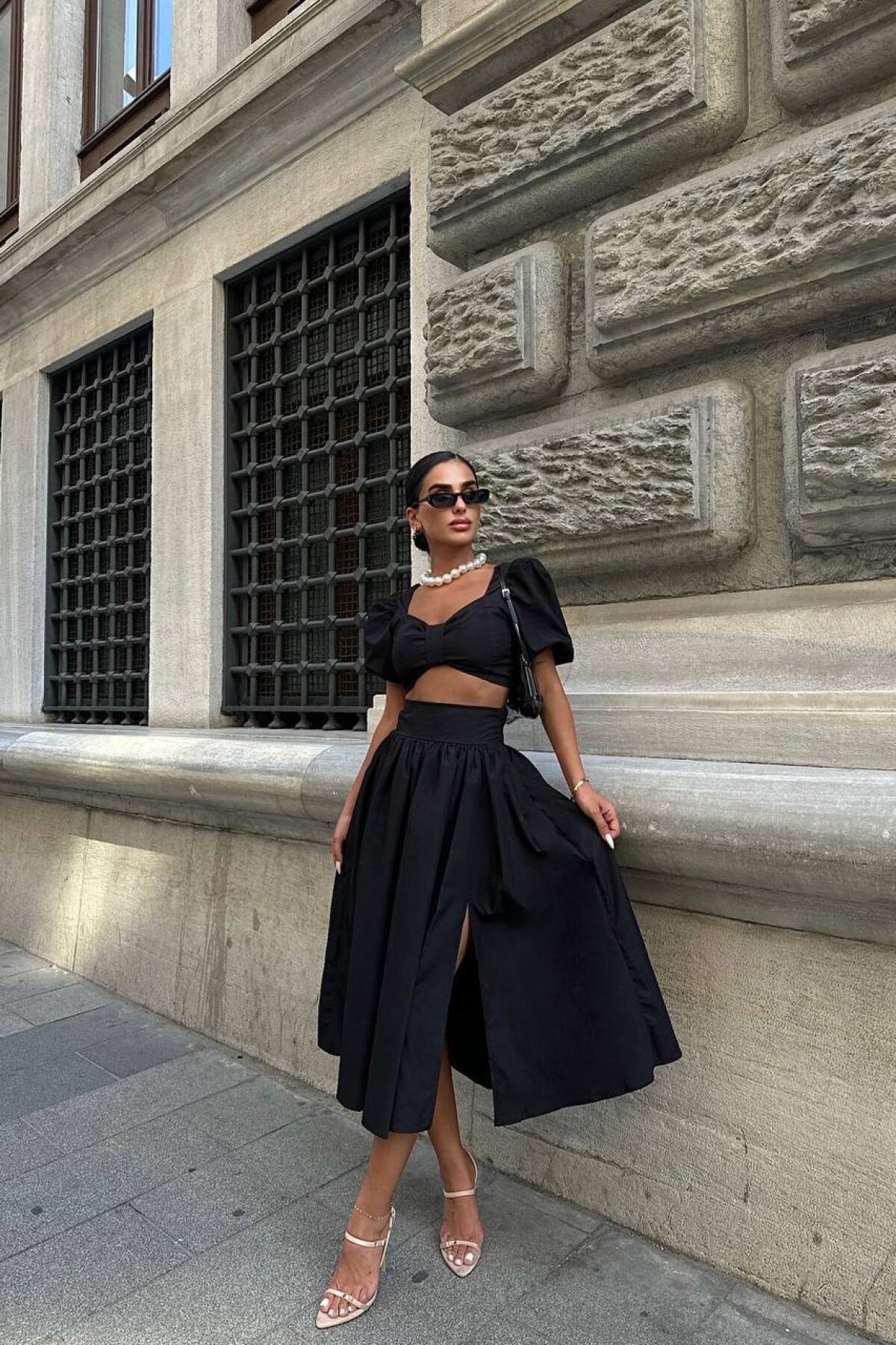 Siyah İkili Mona Etekli Takım - Luvita Co