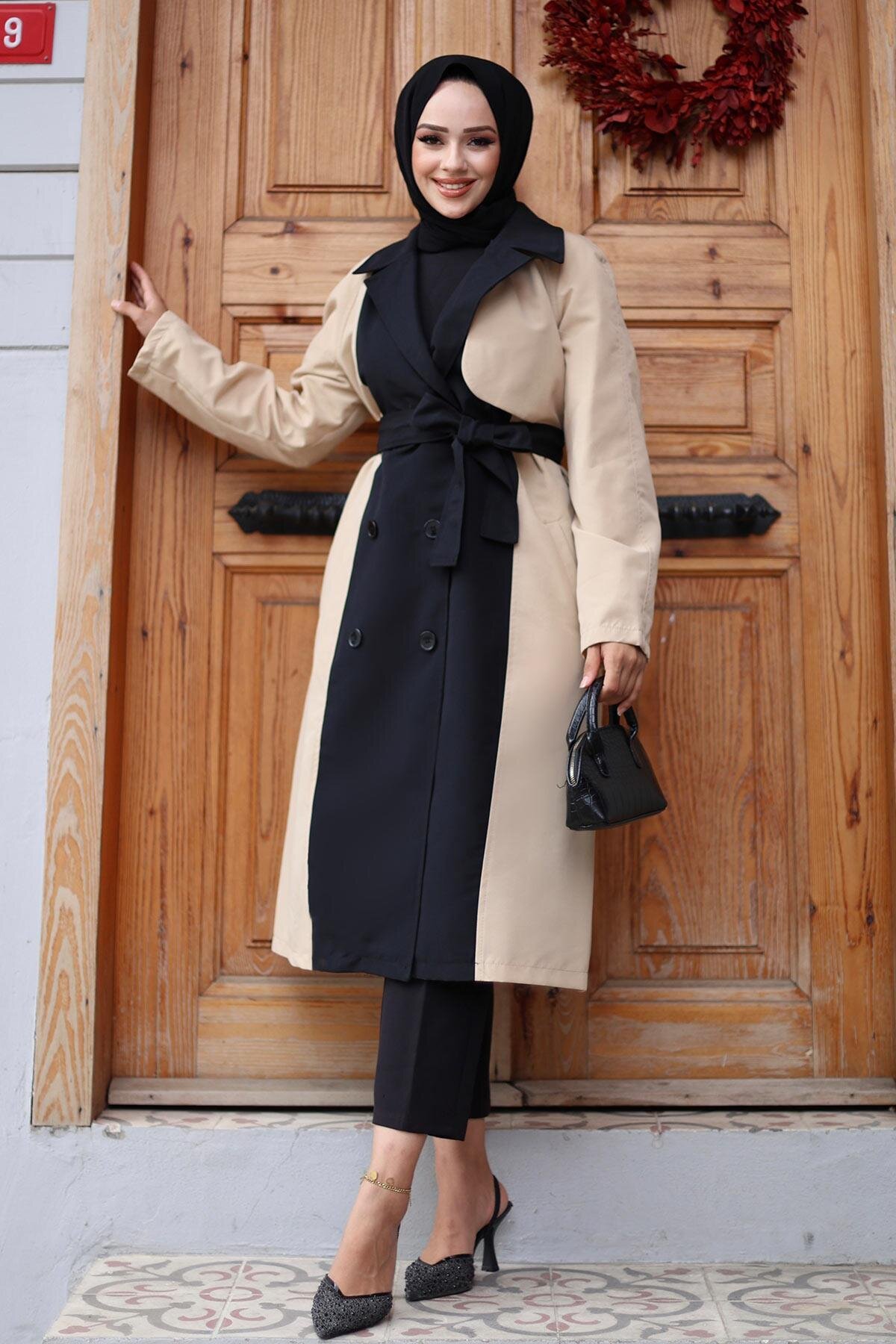 Bej Önü Garnili Trençkot - Misskayle