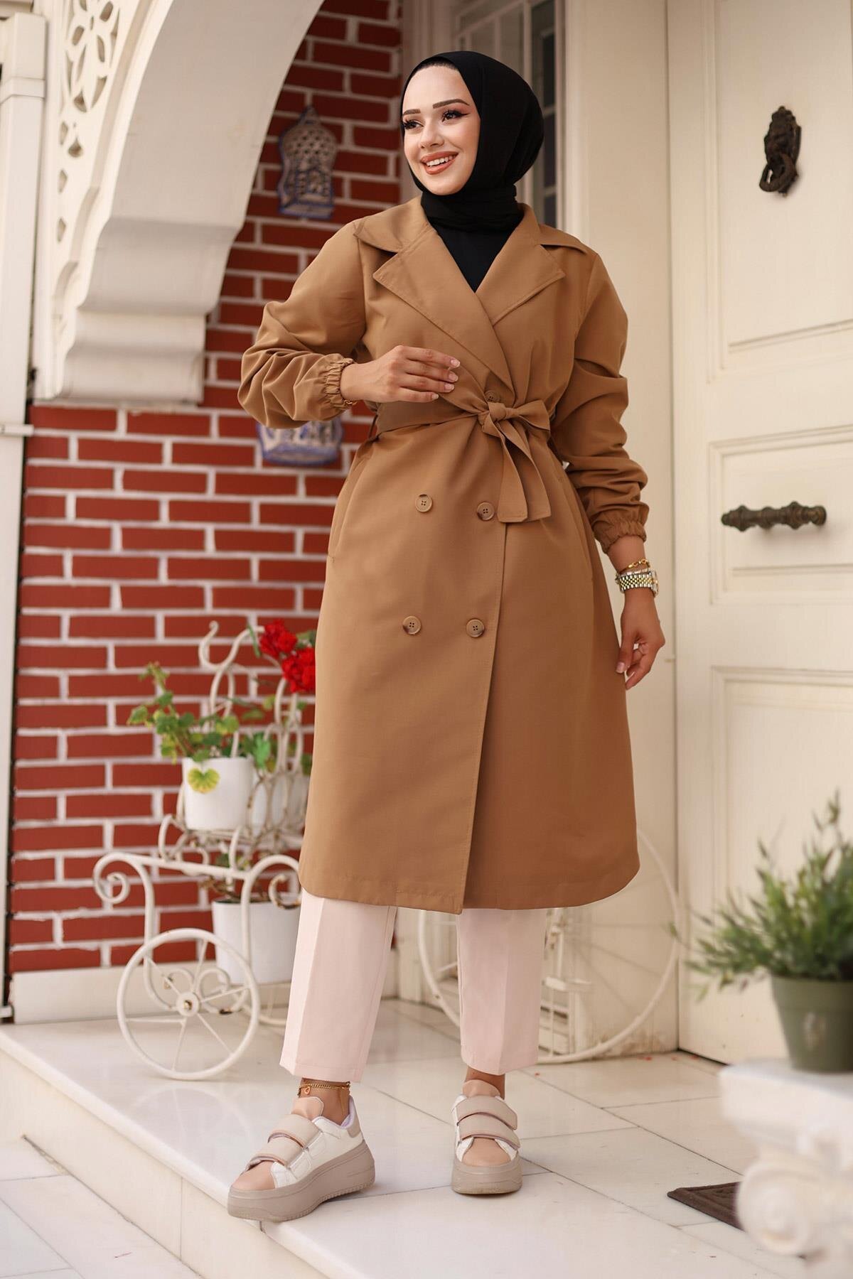 Epaulet Detail Trench Coat - Camel - Misskayle