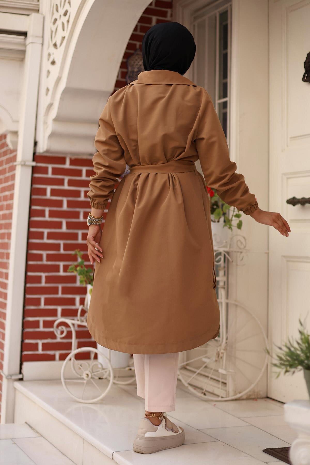 Epaulet Detail Trench Coat - Camel - Misskayle