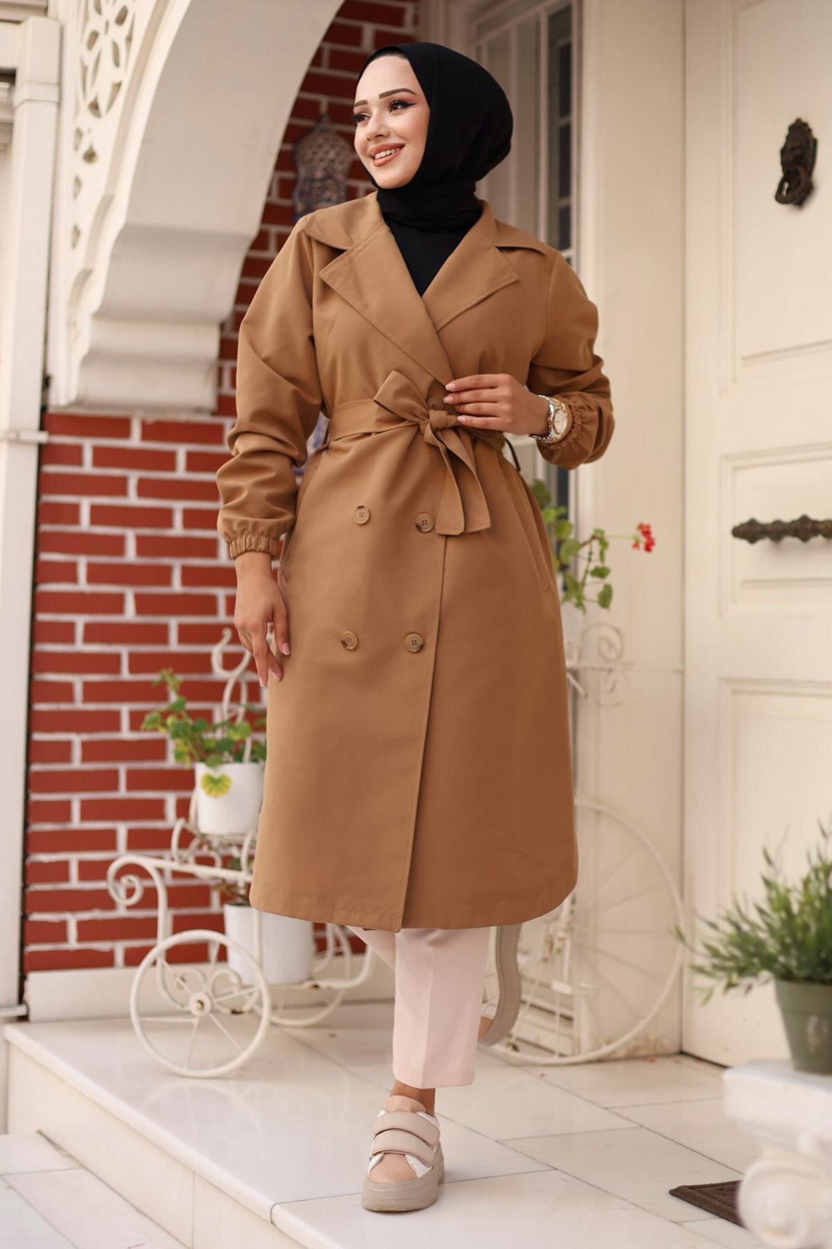 Epaulet Detail Trench Coat - Camel - Misskayle