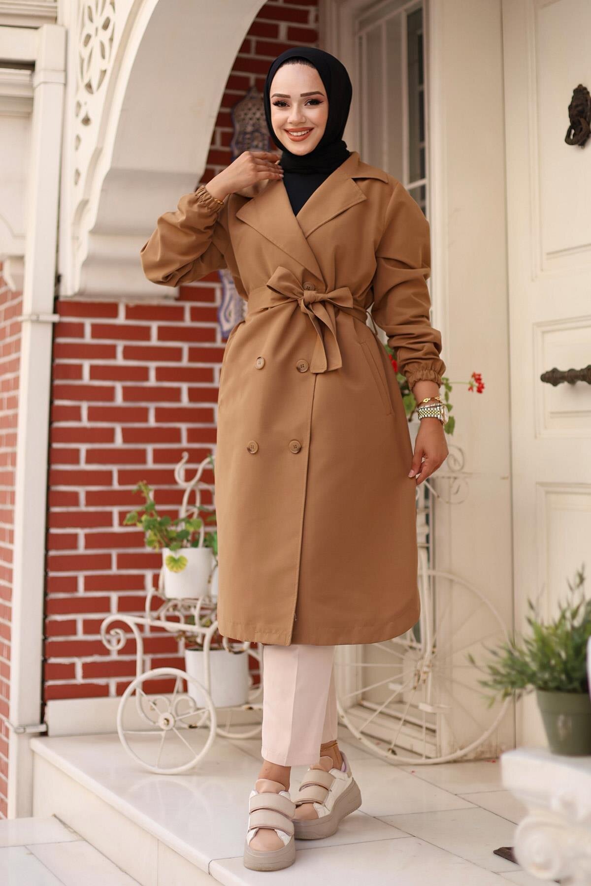 Epaulet Detail Trench Coat - Camel - Misskayle