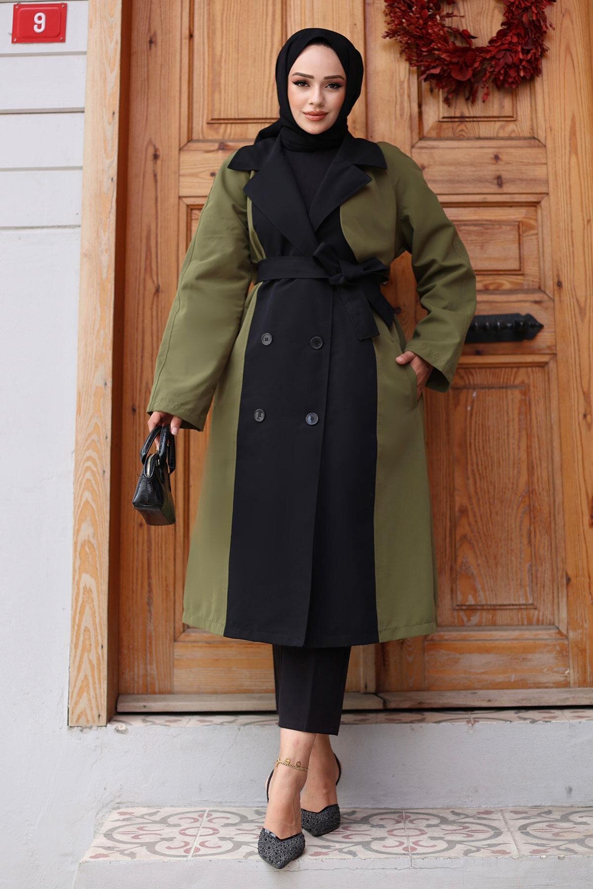 Front Trim Detail Trench Coat - Khaki - Misskayle