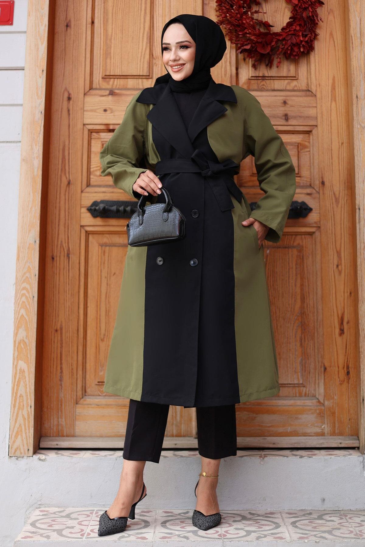 Front Trim Detail Trench Coat - Khaki - Misskayle