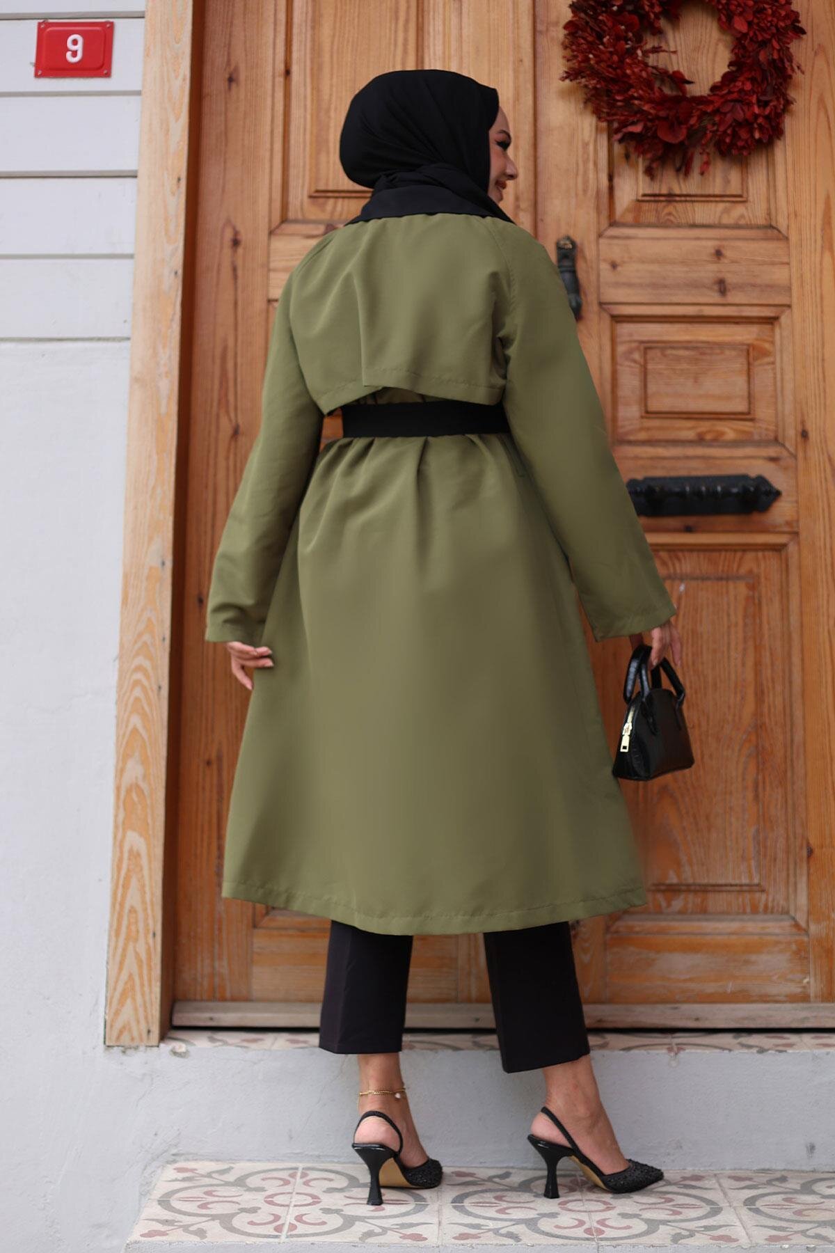 Front Trim Detail Trench Coat - Khaki - Misskayle