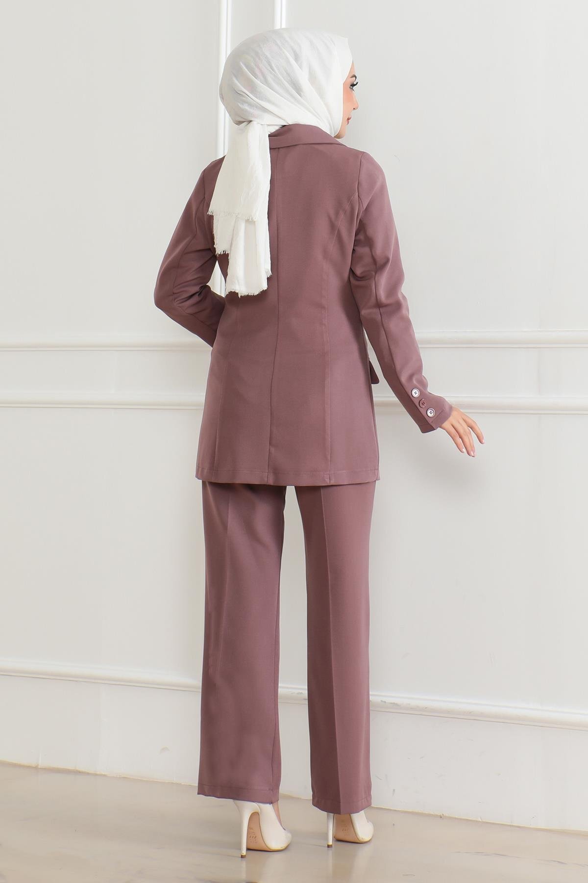 Modest Vested Three-Piece Set - Rose Dust - Modamihram
