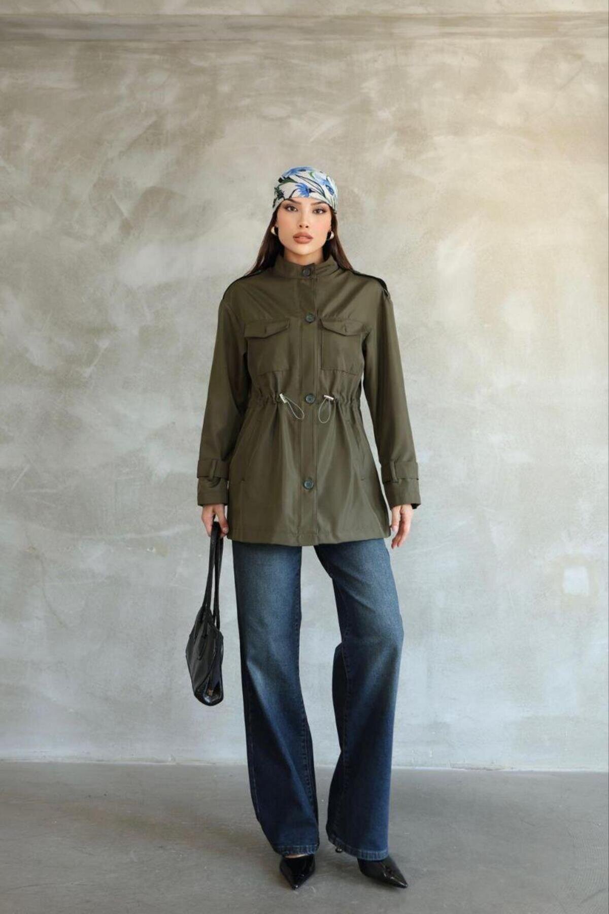 Yeşil Uzun Trençkot - RAWEA FASHİON