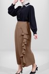 Modest Ruffled Skirt - Coffee