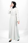 Kuşaklı Taş Çıtçıtlı Düğme Detaylı Tesettür Elbise