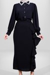 Modest Ruffled Skirt - Black