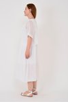 Beyaz Midi Astarlı İtalyan Müslin Keteni Elbise