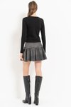 Antrasit Mini Büzgülü Kot Etek