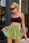 Çam Yeşili Mini Şortlu Balon Etek