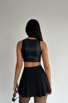 Siyah Kristal Stone Crop Top