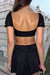 Siyah Transparan Dantel Crop Top