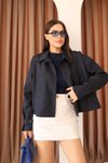 Lacivert Oversize Düğmeli Modern Dokunuş Ceket