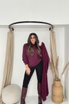 Bordo Modal Taşlı Sweatshirt