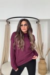 Bordo Modal Taşlı Sweatshirt