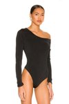 Siyah İpek Jarse Tek Omuz Bodysuit