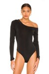 Siyah İpek Jarse Tek Omuz Bodysuit