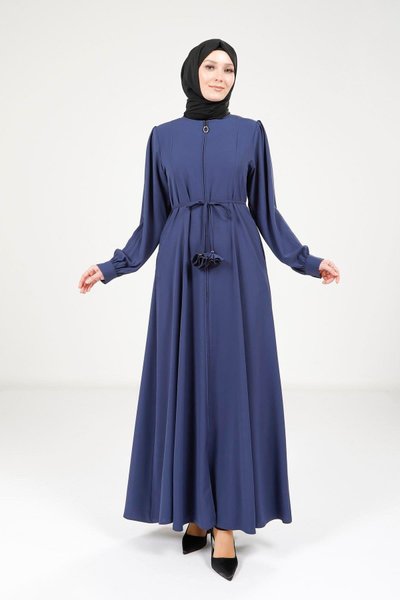 Petrol Fermuarlı Bağlama Detaylı Ferace