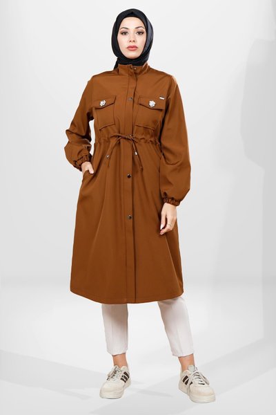 Taba Su Geçirmez Cepli Trençkot