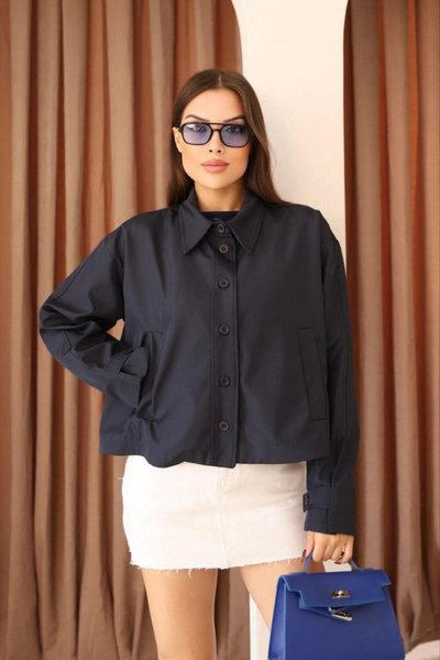 Lacivert Oversize Düğmeli Modern Dokunuş Ceket