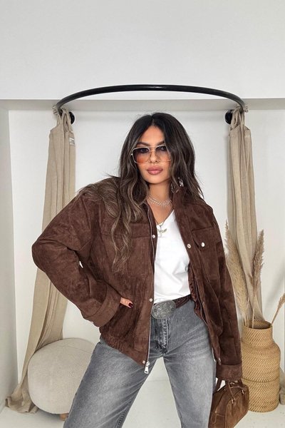 Kahve Zr Model Süet Görünümlü Ceket