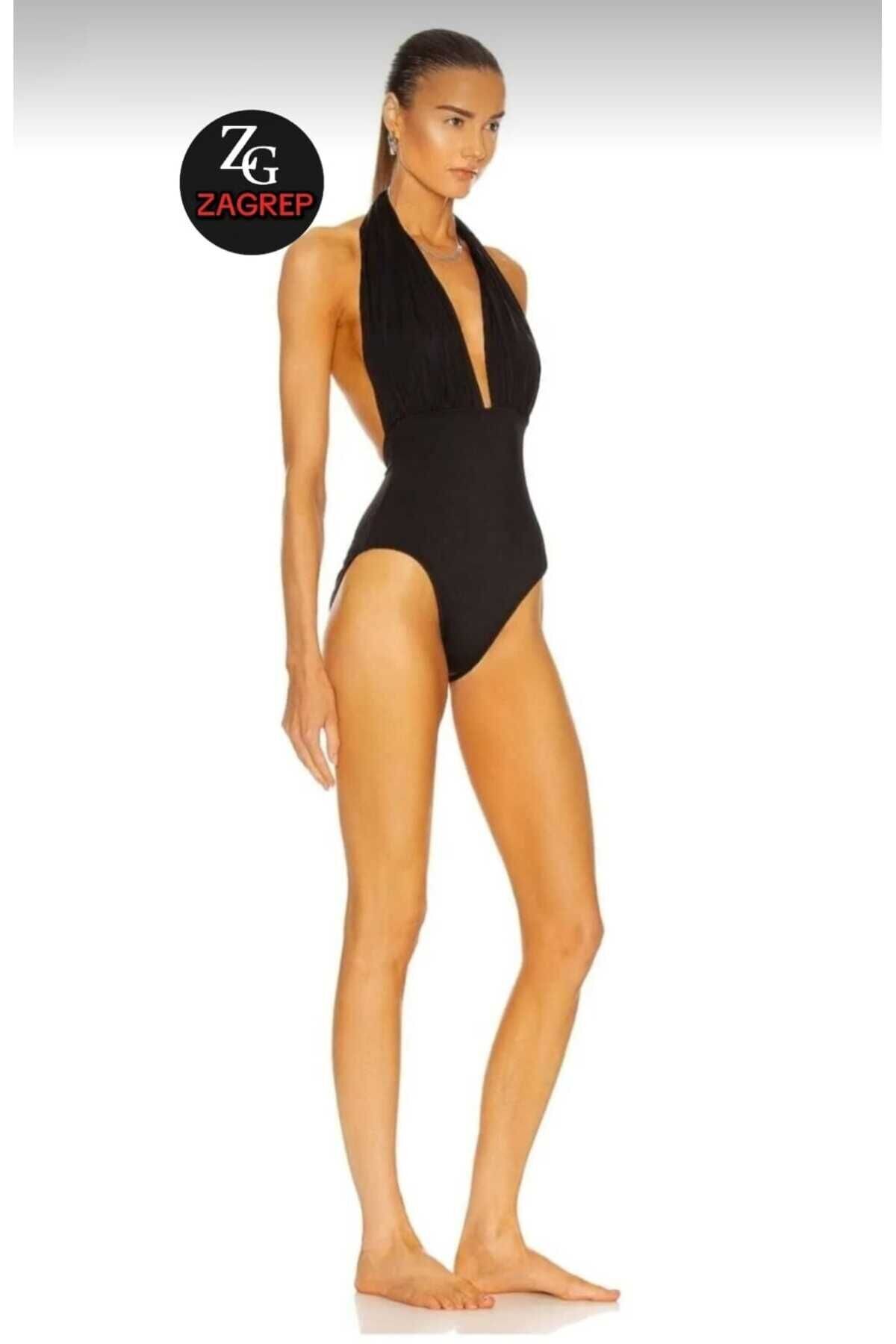 Double-Layered Silk Jersey Ruched-Waist Halter Bodysuit - Black - Zagrep