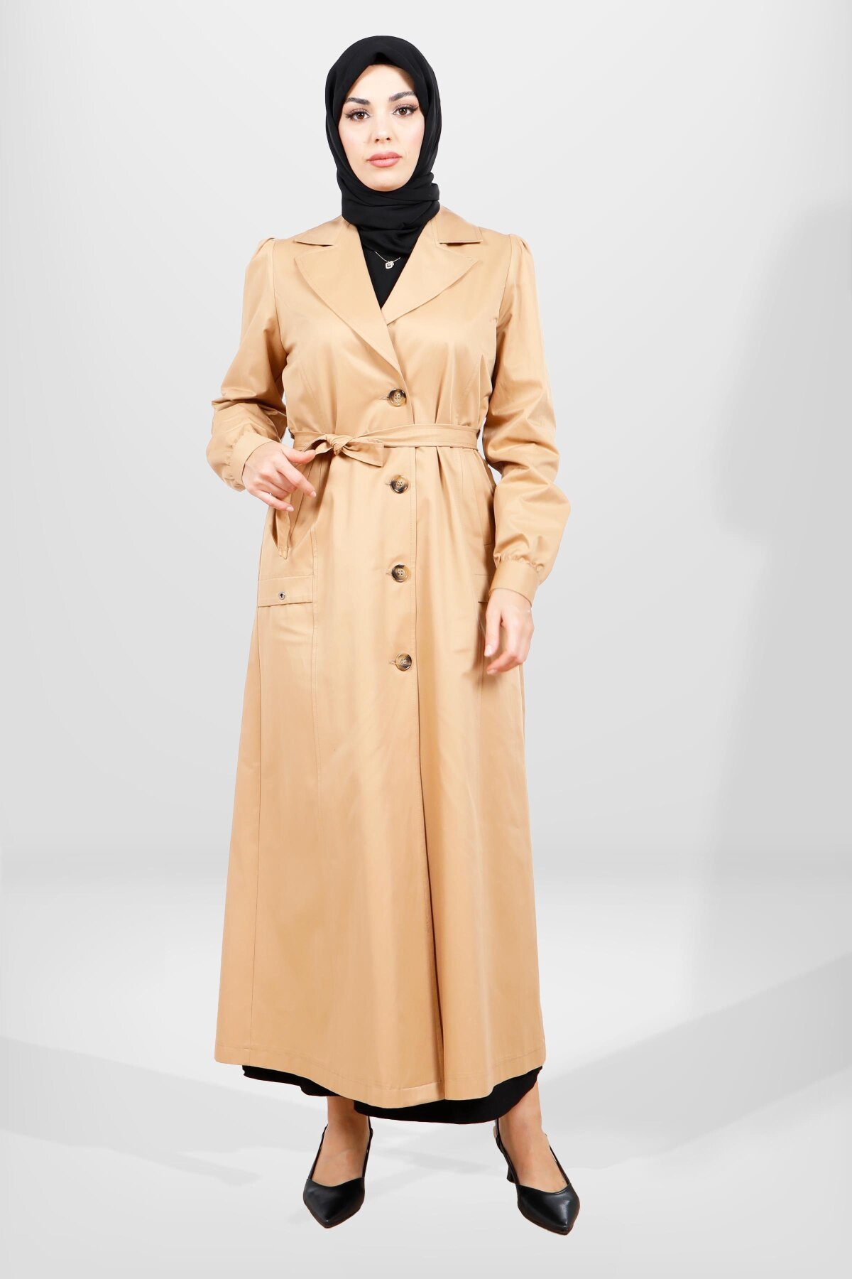 Long Belted Trench Coat - Camel - Beyza