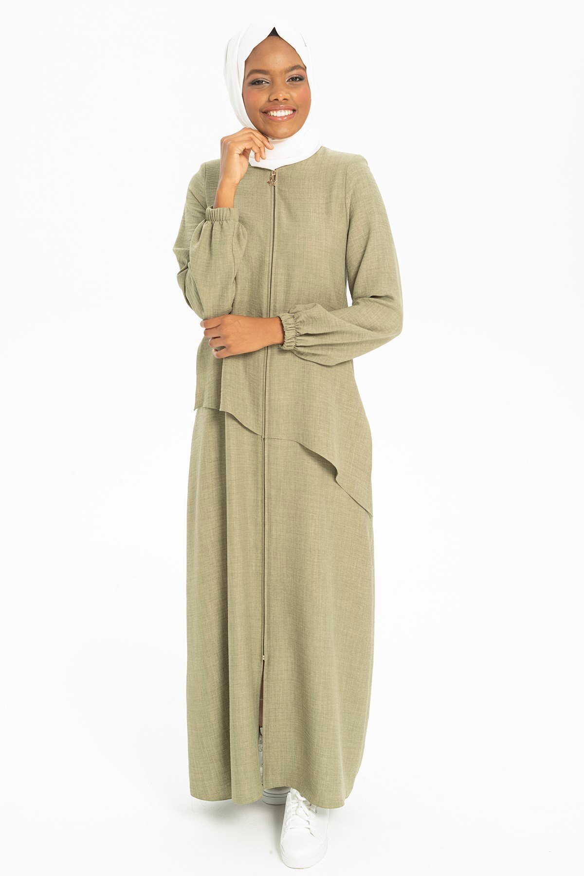 فيراجه كتان رياضي كاكي بسحاب - Beyza