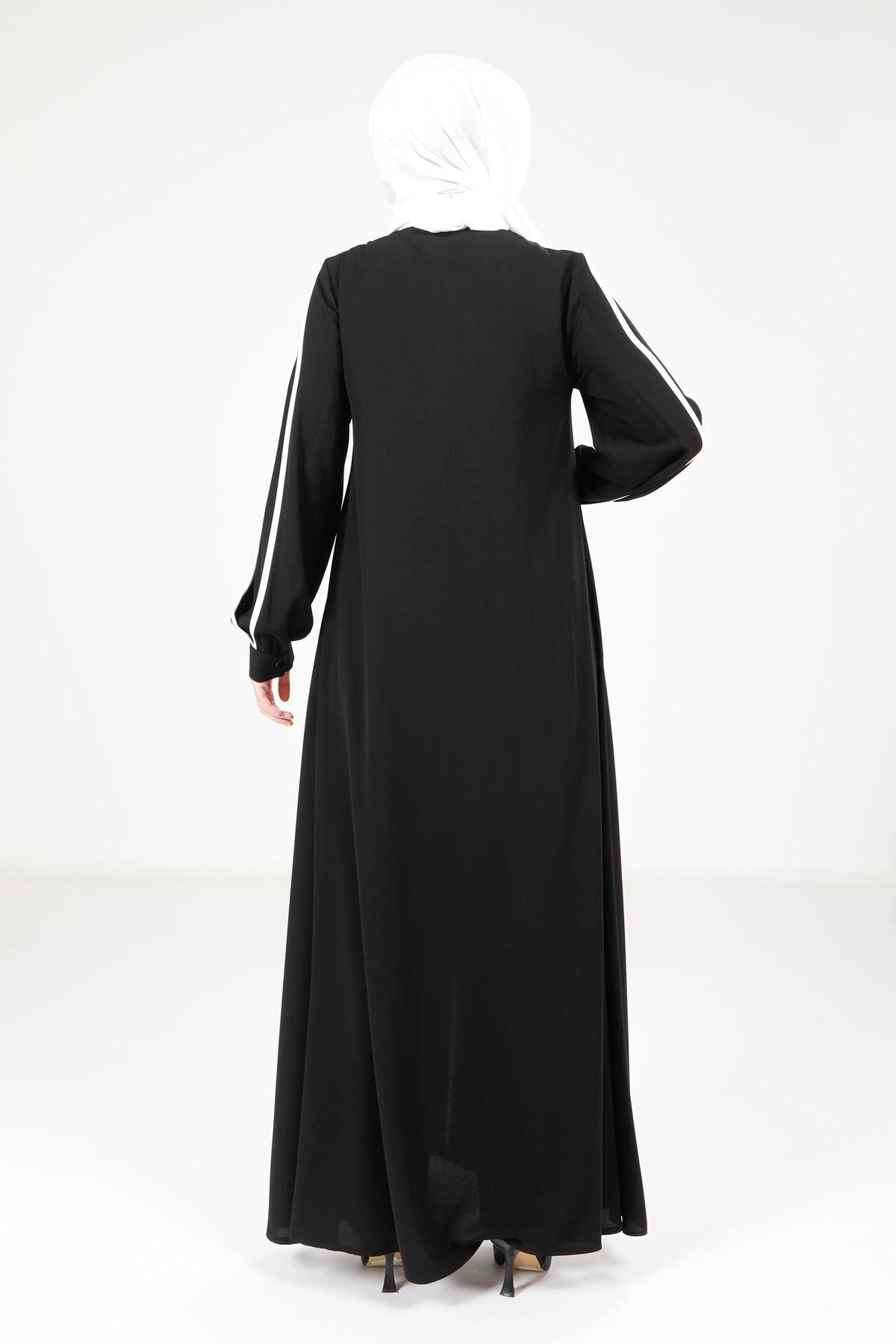 Piping Detail Abaya - Black - Beyza