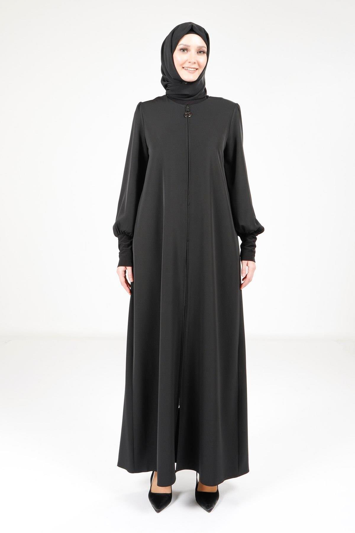 Siyah Sandy Manşet Ferace - Beyza
