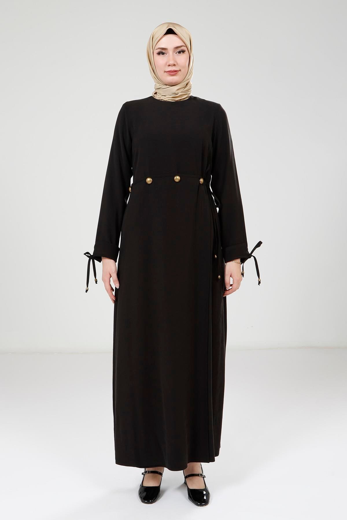 Siyah Tesettür Elbise - Beyza