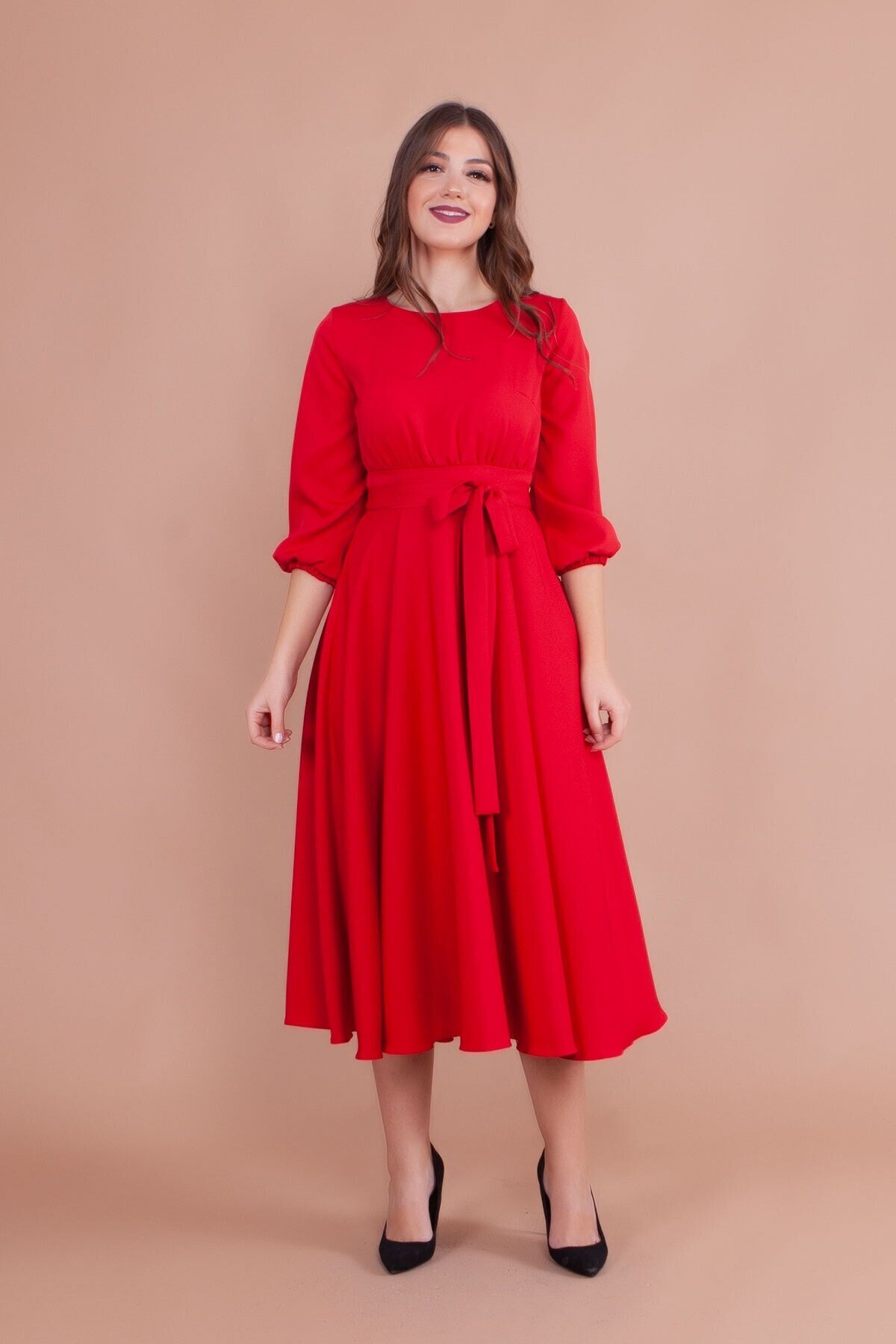 Midi Dress - Red - Bidoluelbise