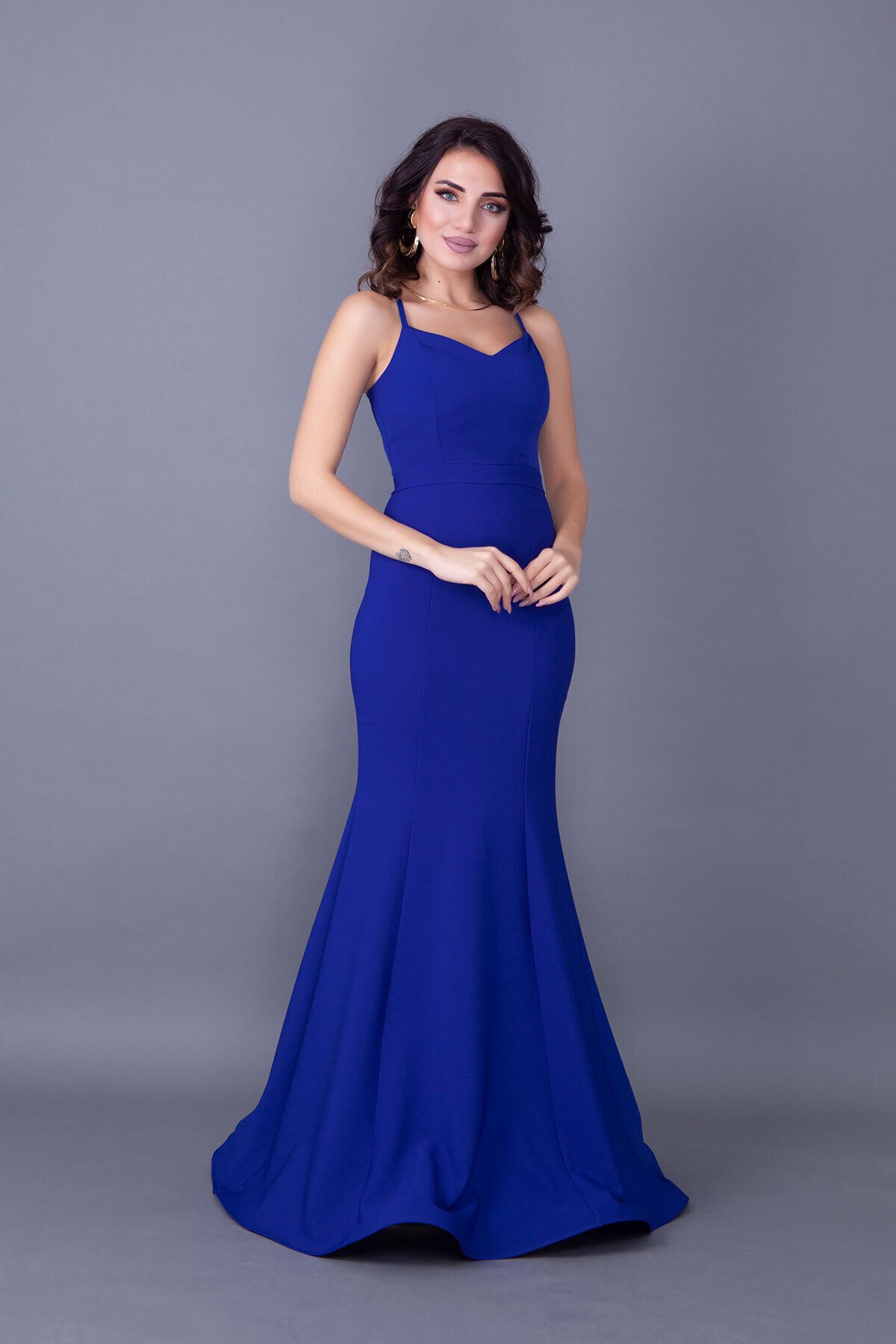 Long Mermaid Tie-Back Evening Dress - Royal Blue - Bidoluelbise