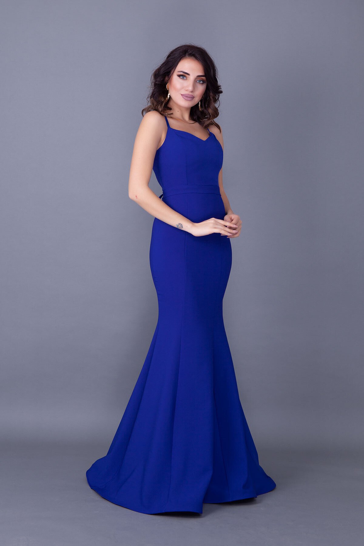 Long Mermaid Tie-Back Evening Dress - Royal Blue - Bidoluelbise
