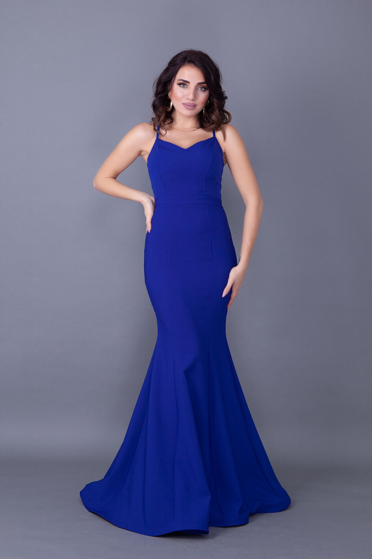 Long Mermaid Tie-Back Evening Dress - Royal Blue - Bidoluelbise