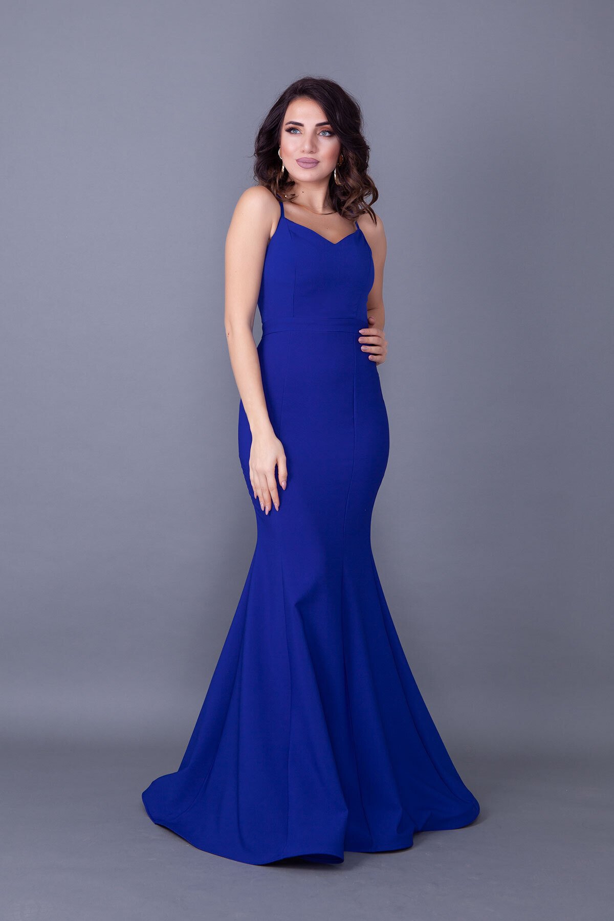 Long Mermaid Tie-Back Evening Dress - Royal Blue - Bidoluelbise