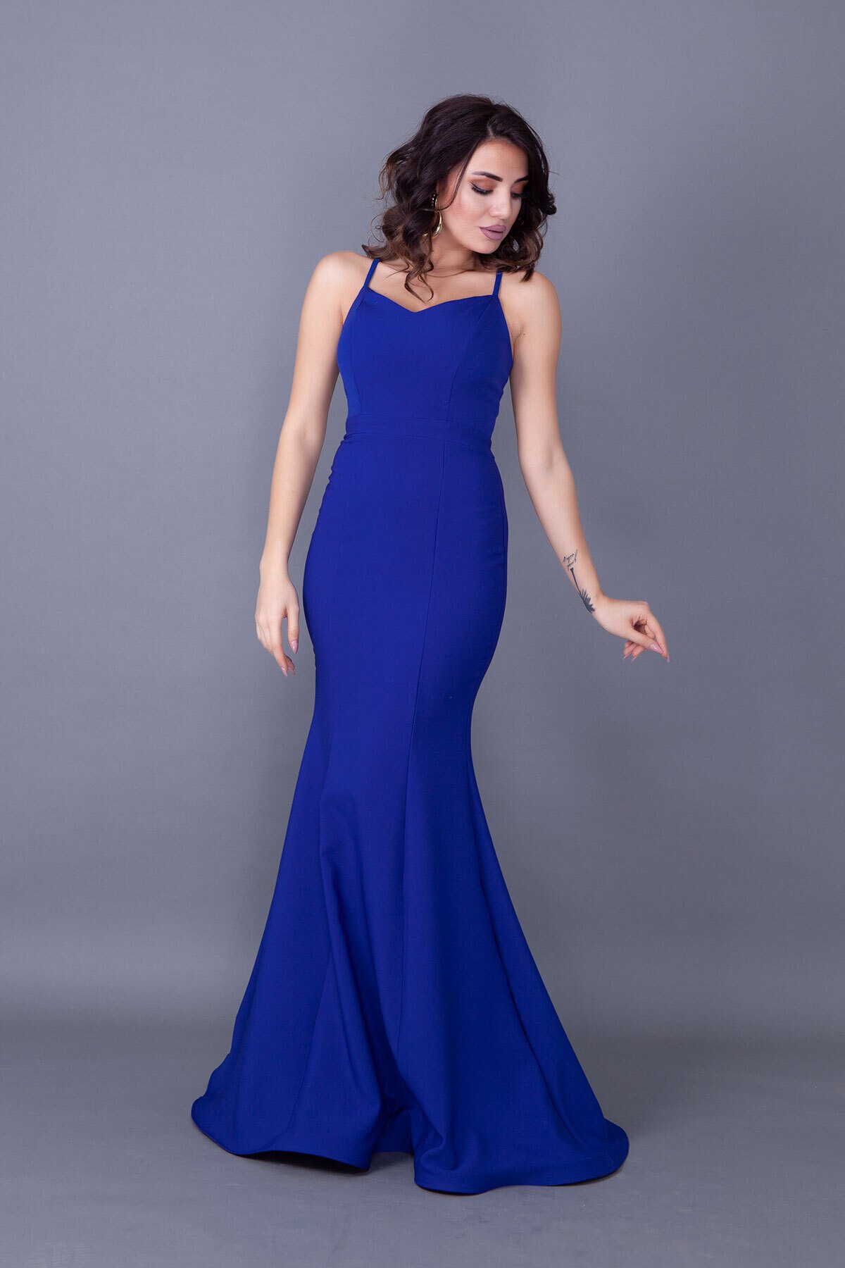 Long Mermaid Tie-Back Evening Dress - Royal Blue - Bidoluelbise