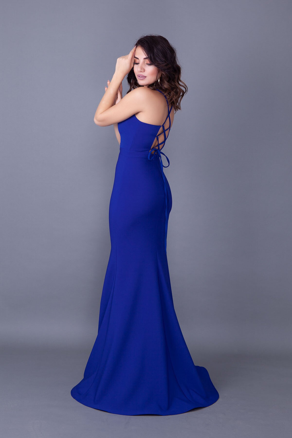 Long Mermaid Tie-Back Evening Dress - Royal Blue - Bidoluelbise