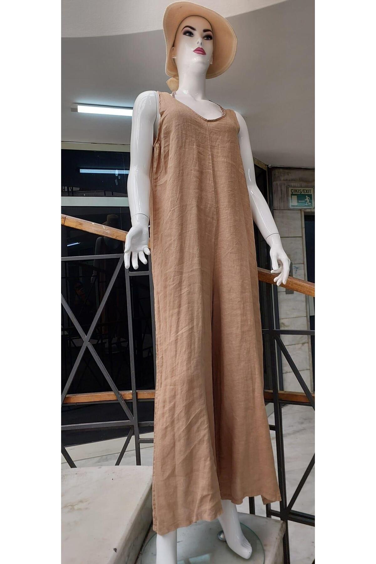 جمبسوت كتان بحمالات إيطالي - جملي - Bohem Stil