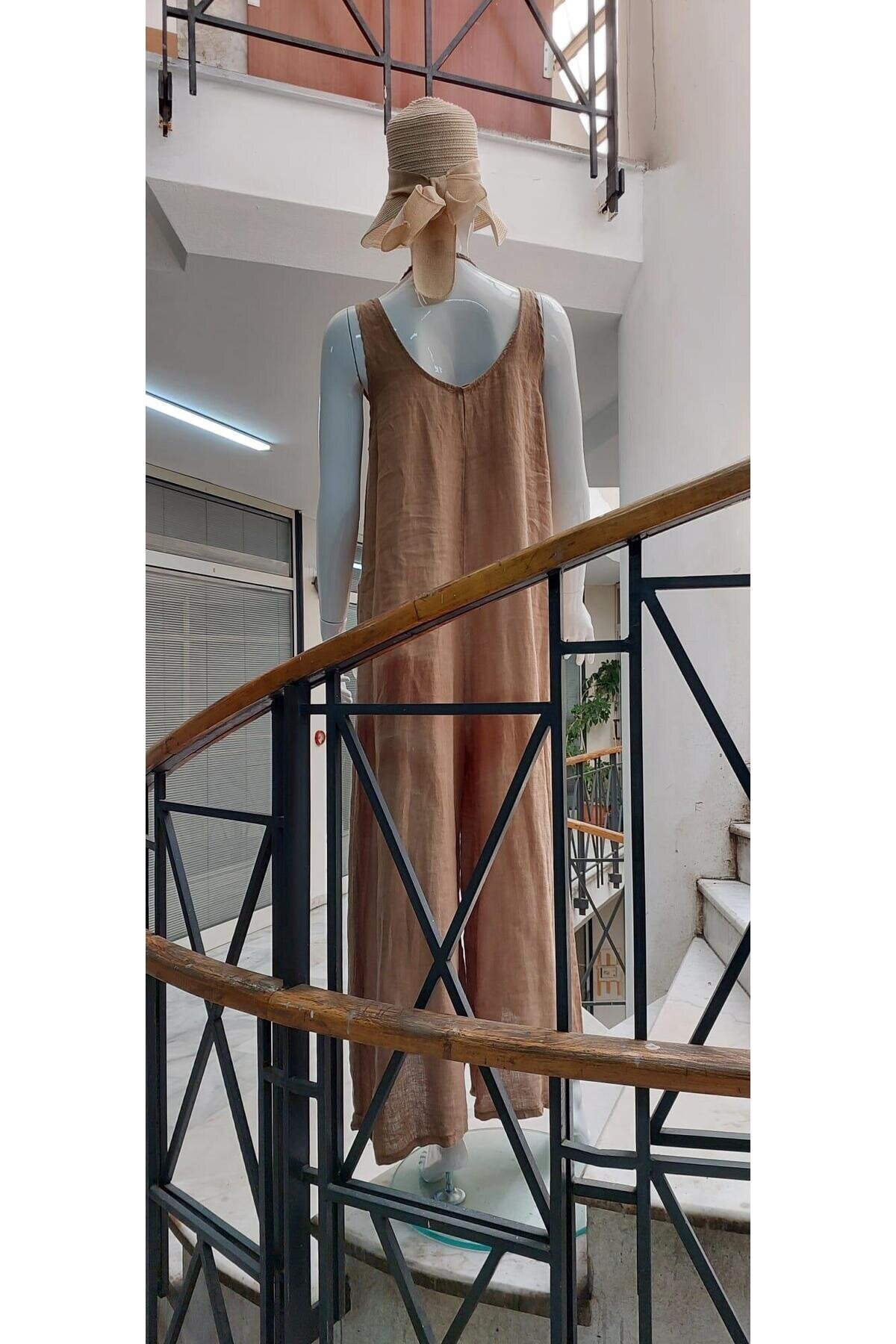 جمبسوت كتان بحمالات إيطالي - جملي - Bohem Stil