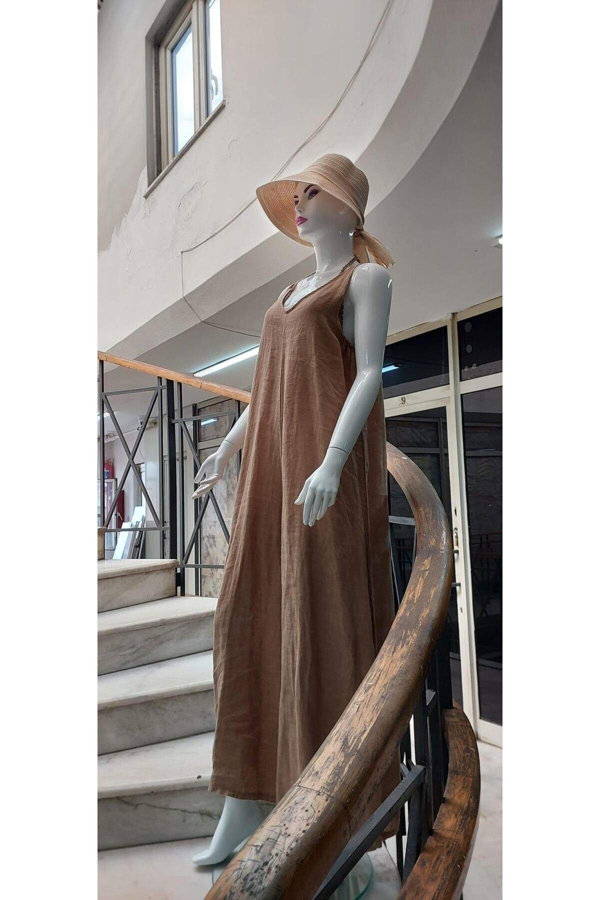 جمبسوت كتان بحمالات إيطالي - جملي - Bohem Stil